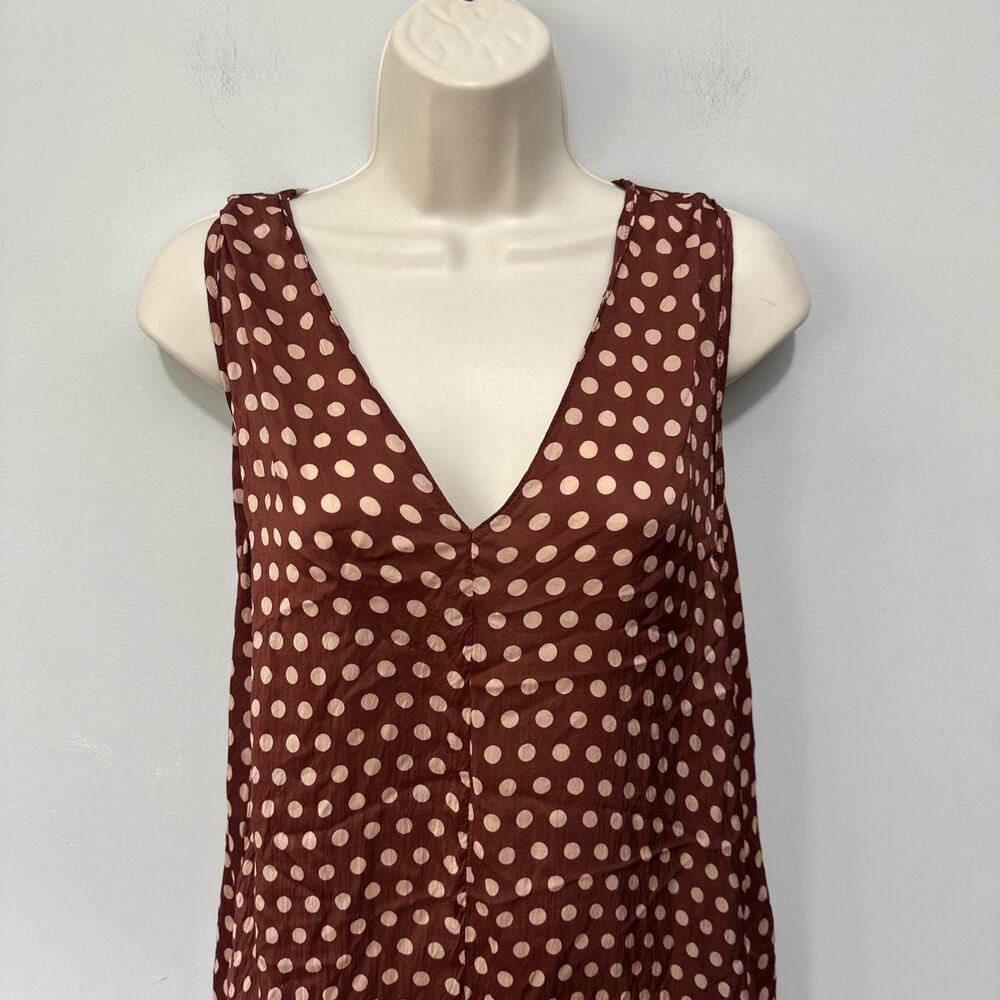 Natalie Martin Dress Womens Large Brown Polka Dot Maxi A-Line Shift Boho Chic - Picture 3 of 12